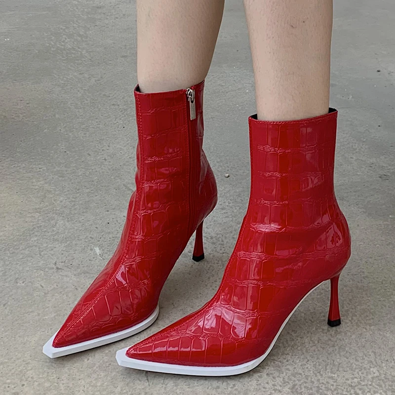 

Short Ankle Boots For Women Pumps Street Style Ladies Modern Booties Female Shoes 2022 Fashion Pointed Toe Western High Heels