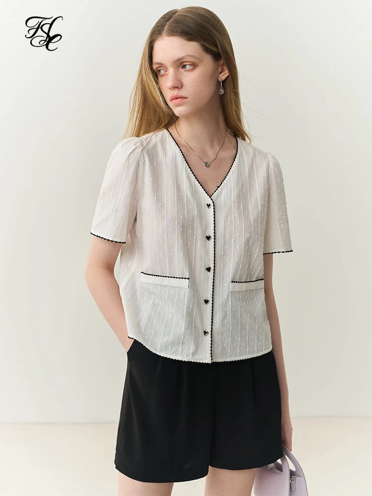 

Женская рубашка с V-образным вырезом, с коротким рукавом