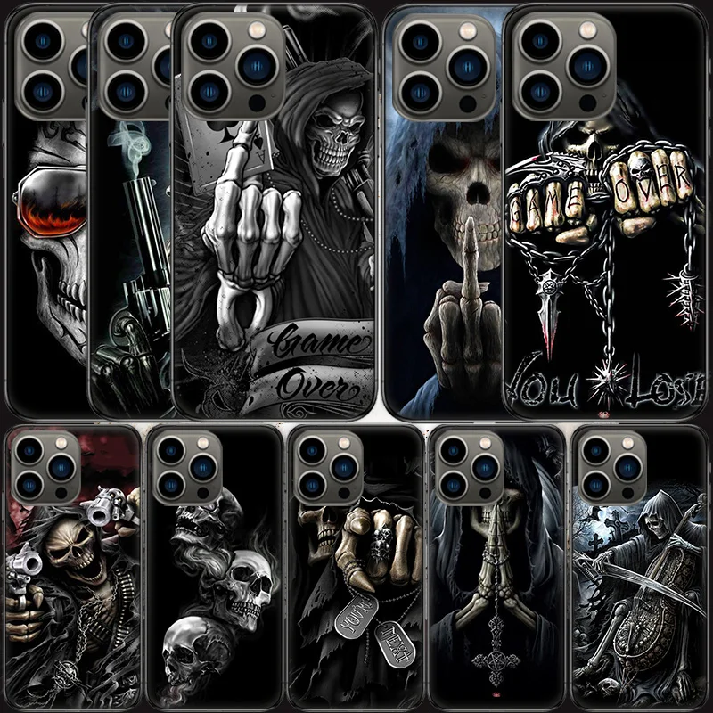 

Grim Reaper Skull Skeleton Phone Case For Apple Iphone 13 12 Mini 11 14 Pro Max Cover SE 2020 X XS XR 8 7 6 6S Plus 5 5S Shell C