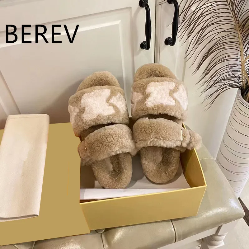 

Brand women's slippers 2022 new wool slippers European and American super high quality women's fashion sandals 35-41