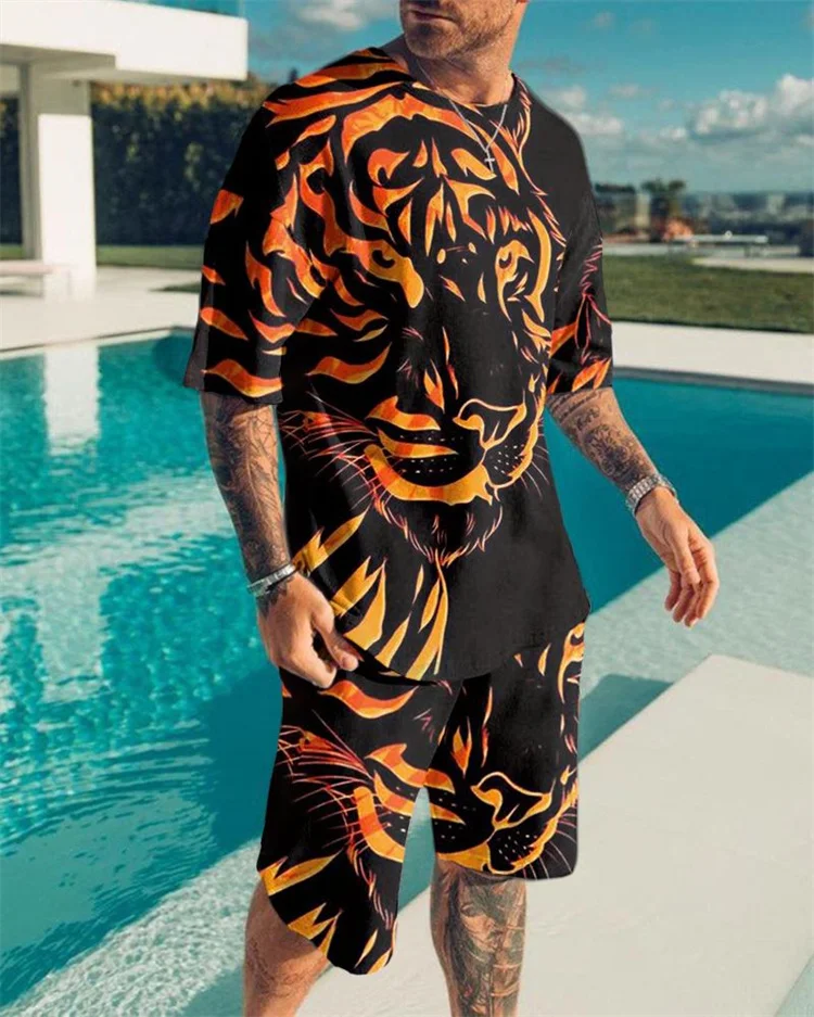 

3d printing men's shirt shorts suit 2022 new loose streetwear hip hop plaid custom workout graffiti texture sports jersey