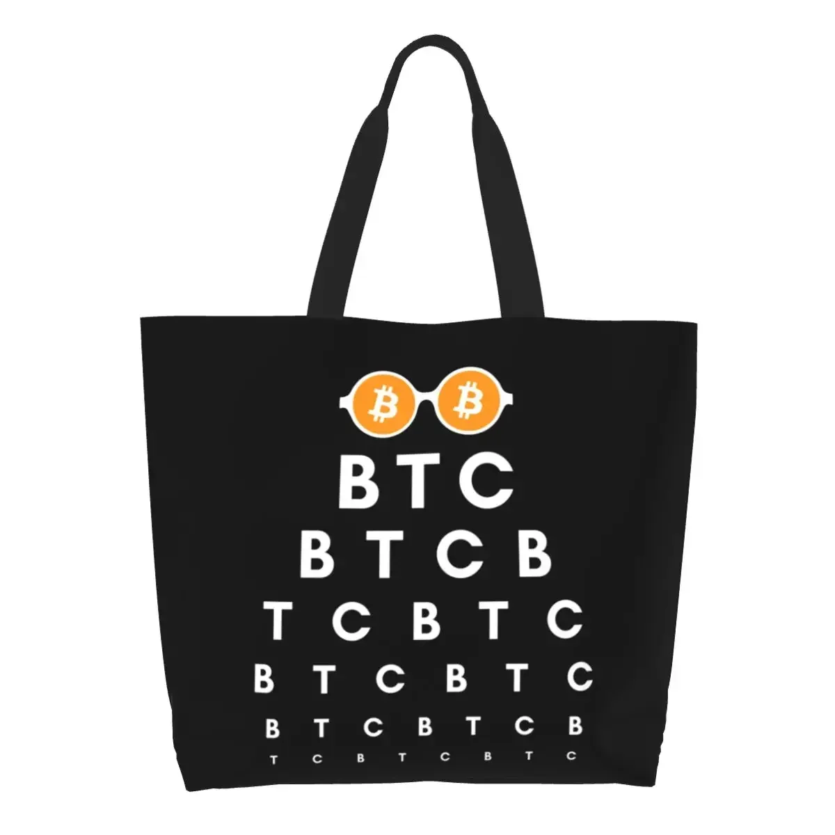 

Recycling Bitcoin Vision Test Shopping Bag Women Shoulder Canvas Tote Bag Portable Snellen Chart Eye Exam Grocery Shopper Bags