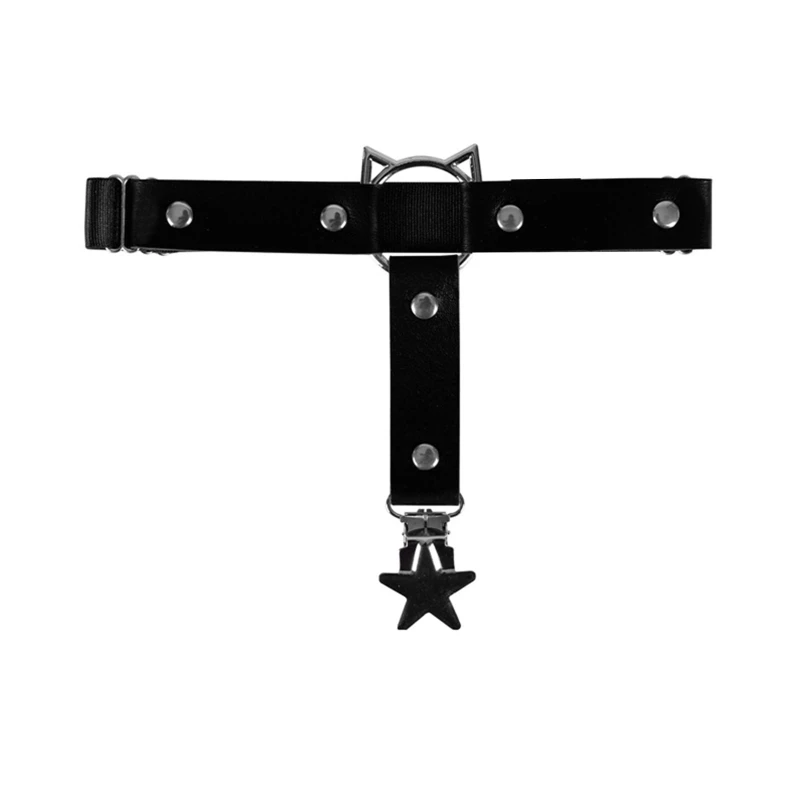 

Elastic PU Leather Leg Harness Garter Five-pointed Star Decor Gothic Thigh Chain