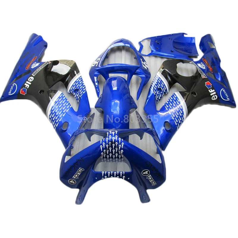 

Top-hole fairings Kits 100% Fit For Kawasaki ZX6R 2003 2004 Fairings zx6r 03 04 Injection Blue Black White Body Frame MK86