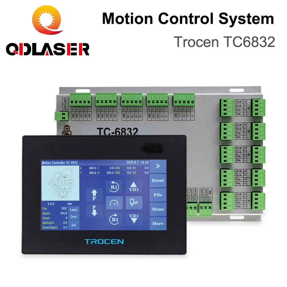 

QDLASER Trocen TC6832 Vibration Knife Control System Co2 Laser Controller For Engraving Machine High-Speed DSP 10 Axis