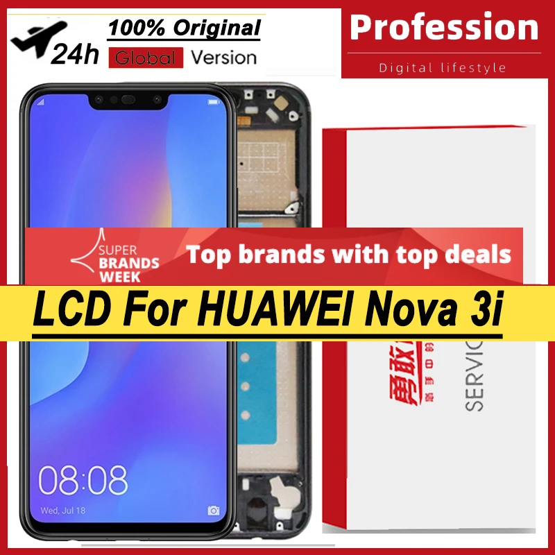 100% Оригинальный 6 3 ''ЖК-дисплей для Huawei Nova 3i INE-LX1 LX2 дисплей P Smart Plus сенсорный
