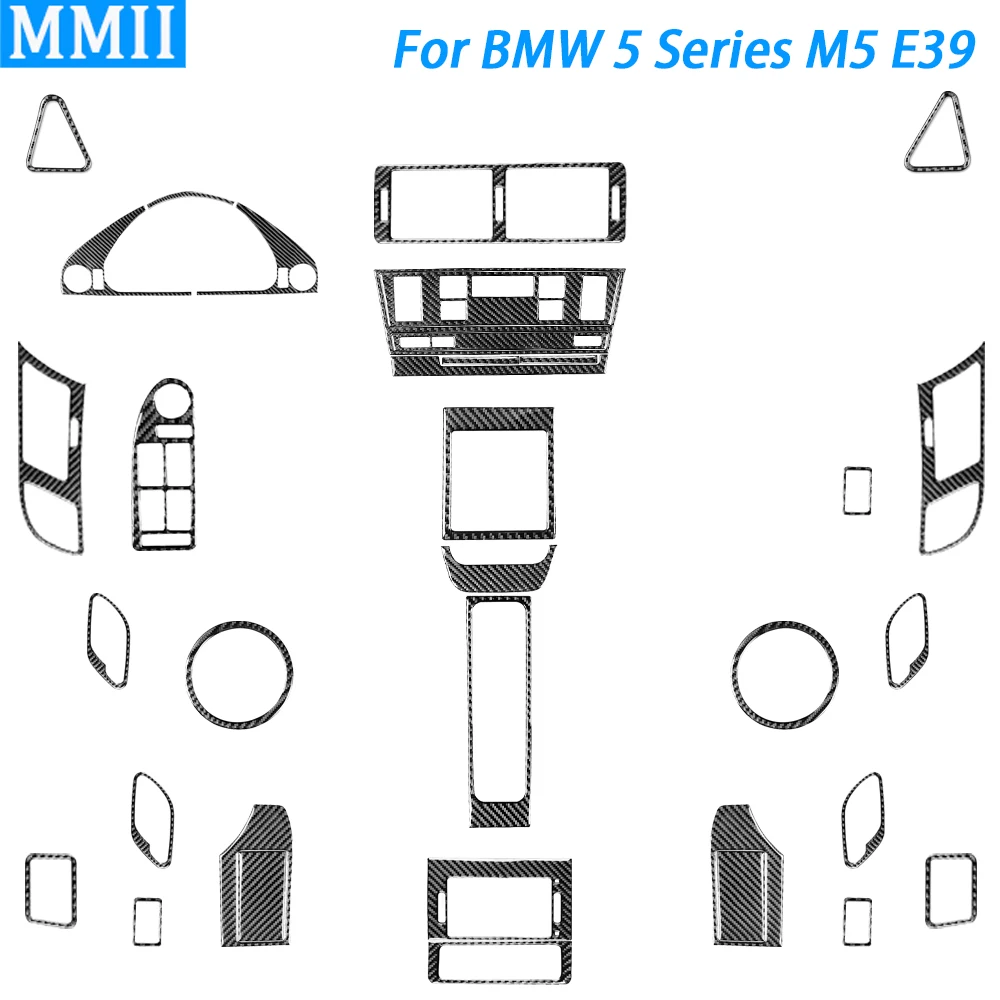 For BMW 5 Series M5 E39 1998-2003 Carbon Fiber Air Outlet Window Lift Speedometer Dashboard Speaker Panel Car Interior Sticker