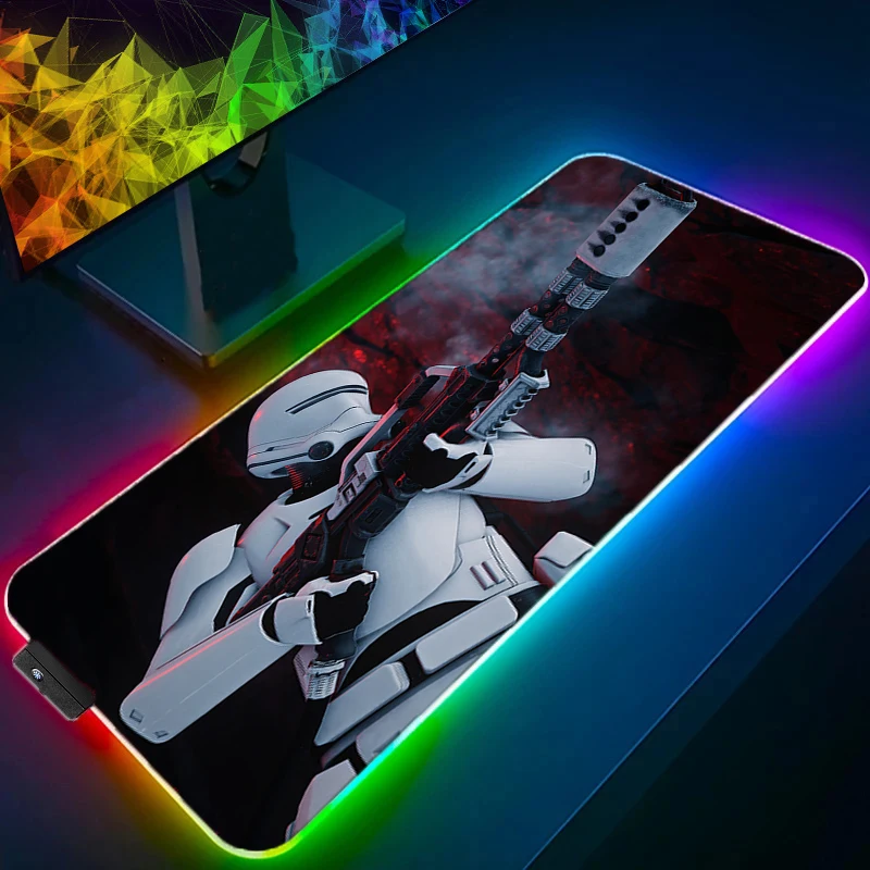 

Stormtrooper Star Wars Mause Pad Mousepad Anime Speed Mats Mouse Pad Gaming Accessories Keyboard Mat RGB LED Large Laptop Carpet