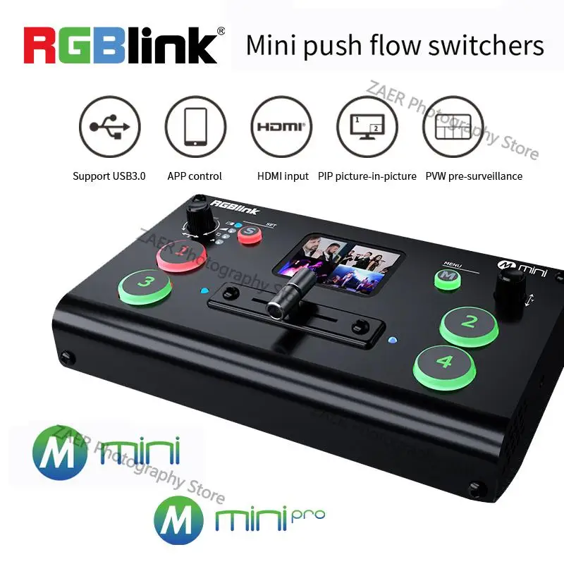 

RGBlink Mini Switcher APP Control USB 3.0 Mini Pro Video Switcher support T-Bar OBS Studio For Live Streaming Broadcast Concert