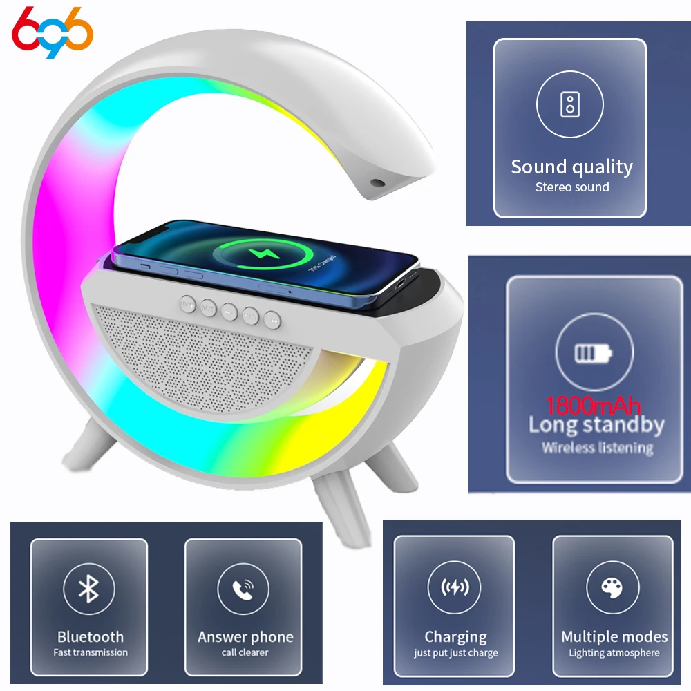 

Speaker Wireless Fast Charging RGB Night Light Atmosphere Lamps Music Moon Blue Tooth Lamp Children Sleep Bedroom Decoration