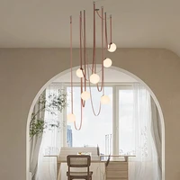 Nordic Designer Modern Minimalist Brown Decorative Ceiling Light Duplex Floor Lotf Stairwell Villa Living Room Belt Chandelier