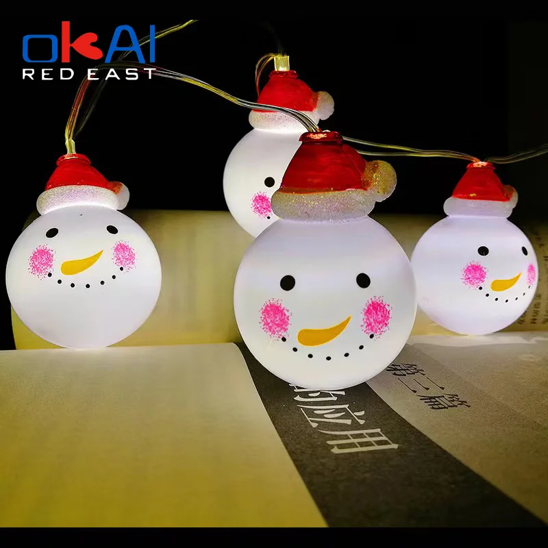 

Рождественская гирлянда со снеговиком, мигающие огни, светодиодная гирлянда для спальни, балкона, комнаты, украшение для новогодней елки