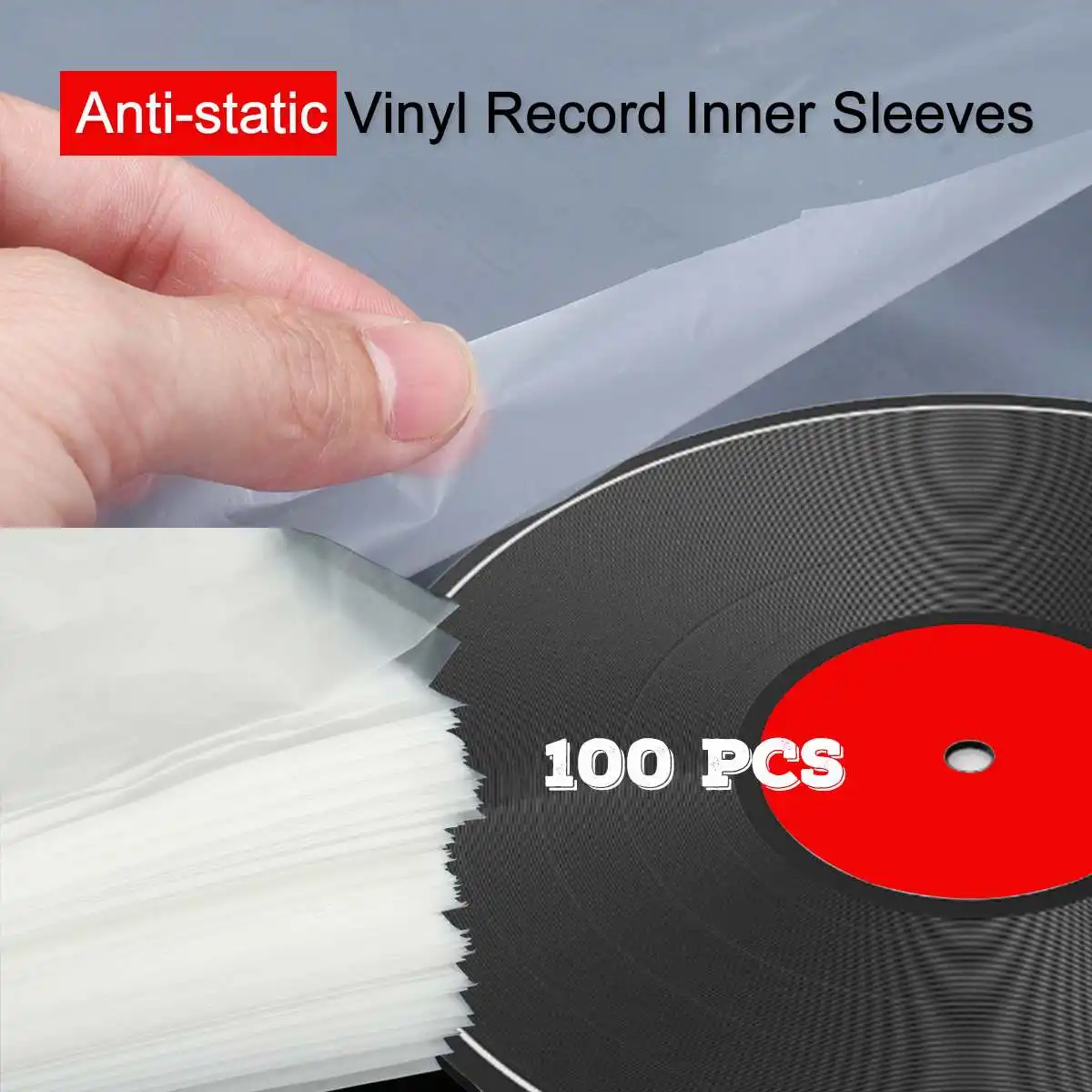 100Pcs PE Vinyl Record 12'' LP Plastic Bag Anti-static AudioTurnable Sleeves Outer Inner Clear Dustproof Cover Container - купить по