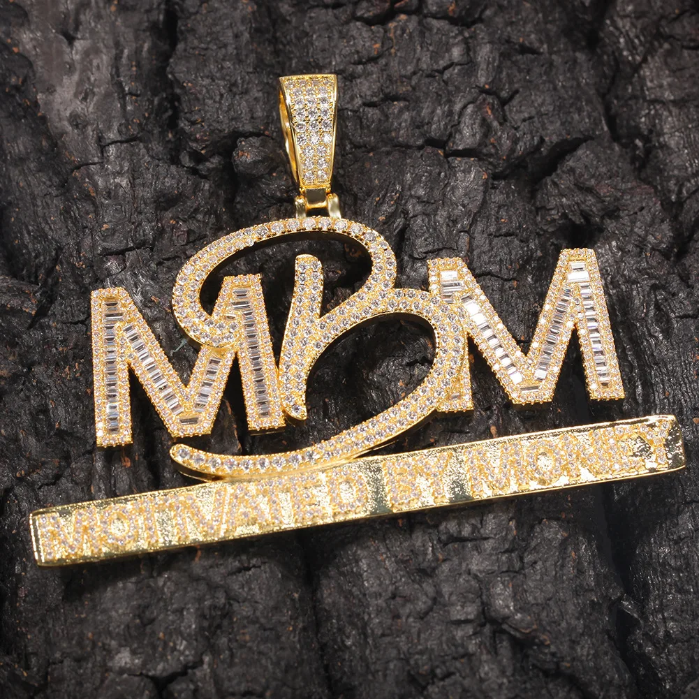 Hip Hop AAA Zircon Iced Out Letters MBM Pendant Bling Bling GFM Money Tennis Chain Men Jewelry Birthday's Gifts