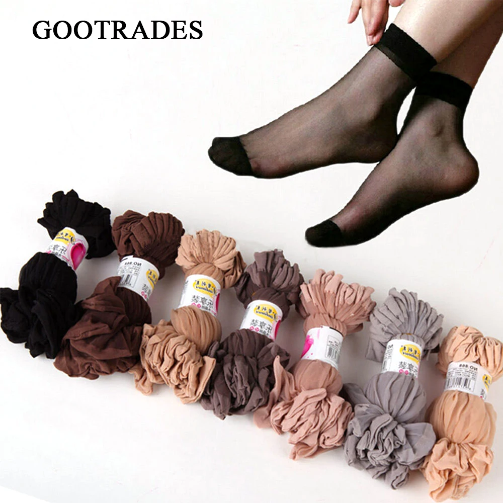 10 Pairs Women's Ankle Socks Sexy Ultra-thin Elastic Silky Short Silk beautiful girls socks