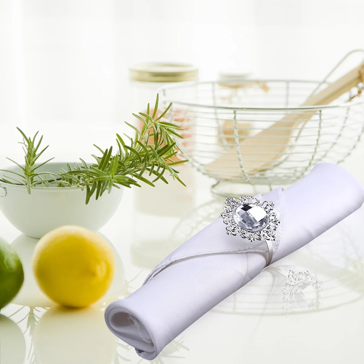

Napkin Rings Ring Holder Dinner Wedding Set Napkins Banquet Holders Silver Christmas Acrylic Table Serviette Bling Thanksgiving