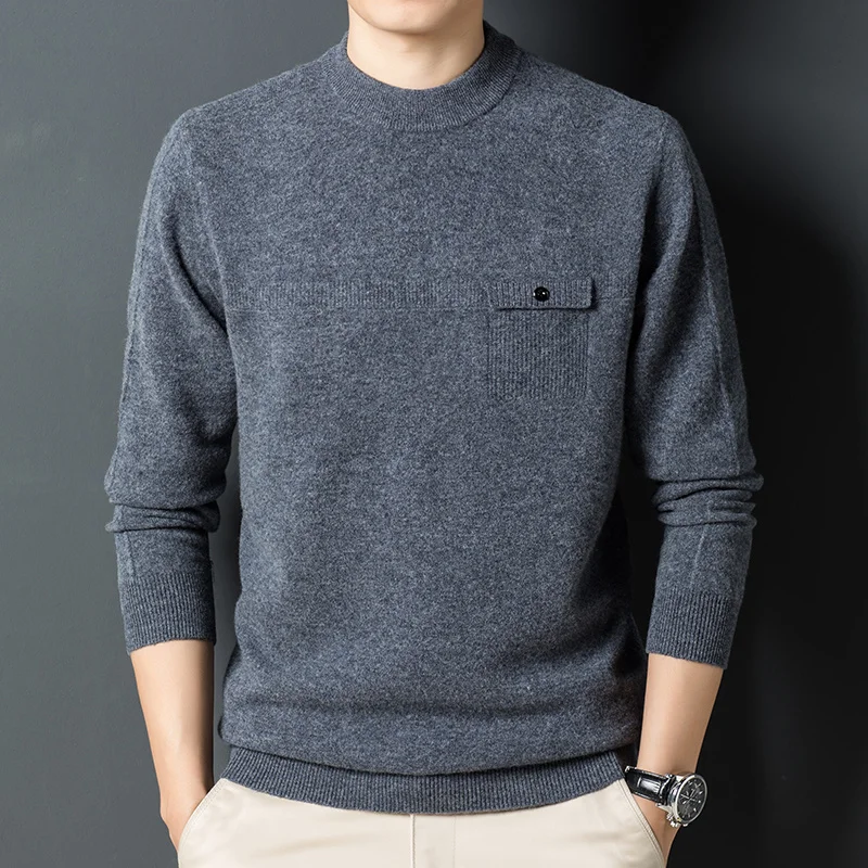 

sweater Autumn winter Mens long sleeve T-shirt middle-aged and young business knitted warm round neck bottomed sweater