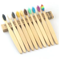10pcs biodegradable bamboo toothbrush teeth colorful bristle natural bamboo tooth brush dental eco bambou toothbrushes