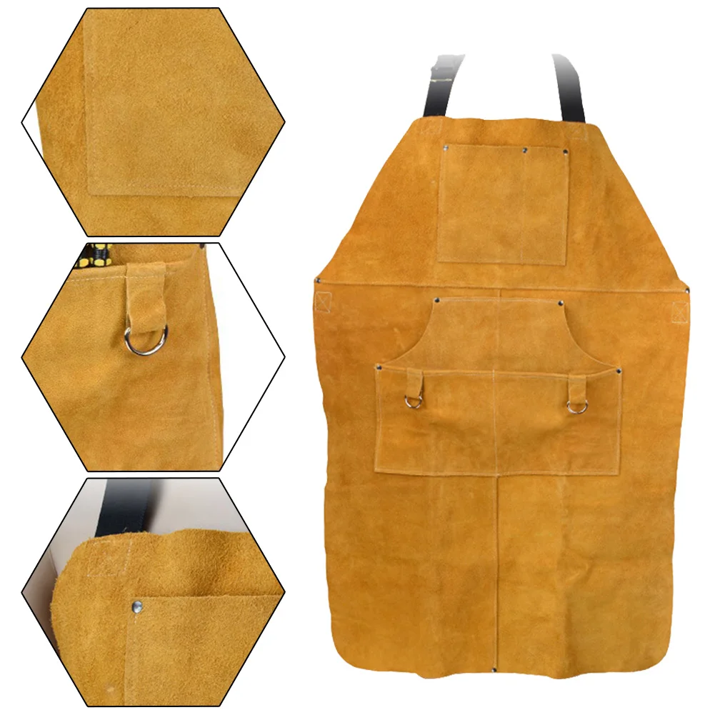 

Cow Leather Welder Aprons Welding Heat Insulation Protection Apron Wear Electric Welding Anti-scalding Anti-dirt Aprons 60×90cm