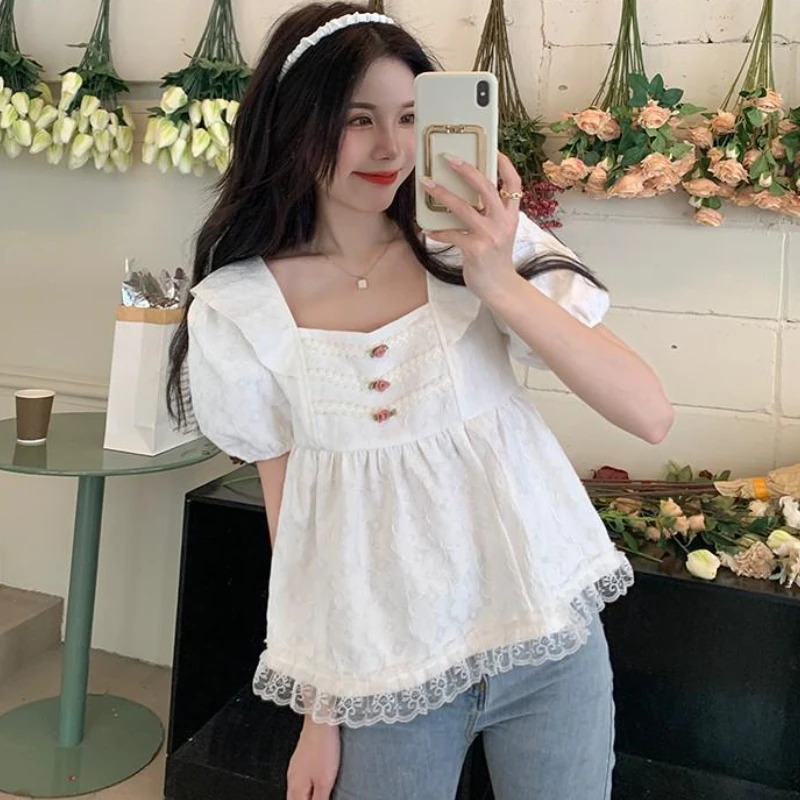 Блузки женские милые свободные повседневные дизайнерские модные простые Ulzzang