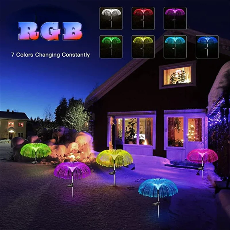 

Solar lantern simulation jellyfish RGB fireworks lamp LED outdoor garden decoration lawn lamp garden ground plug landscape lamp
