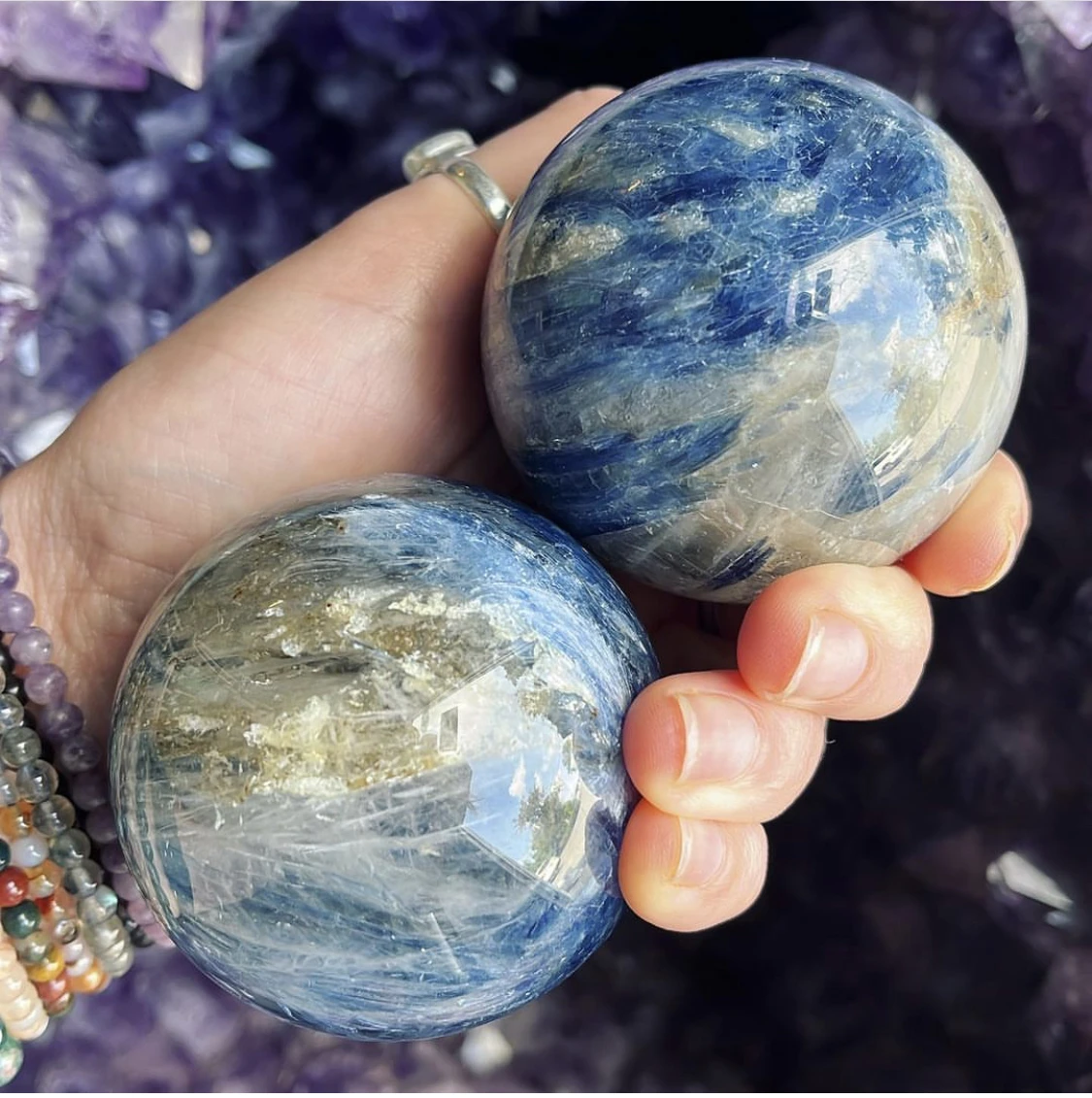 Натуральная хрустальная сфера кианита синие кварцевые шары энергетический