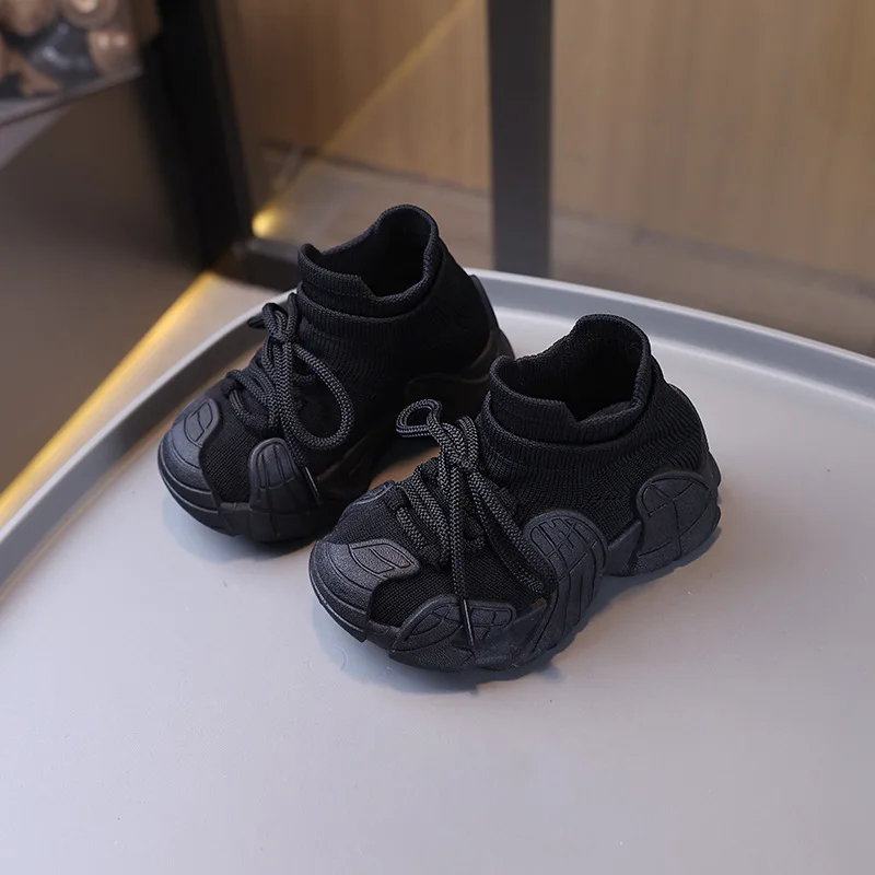 Модная детская спортивная обувь для бега черные кроссовки мальчиков уличная