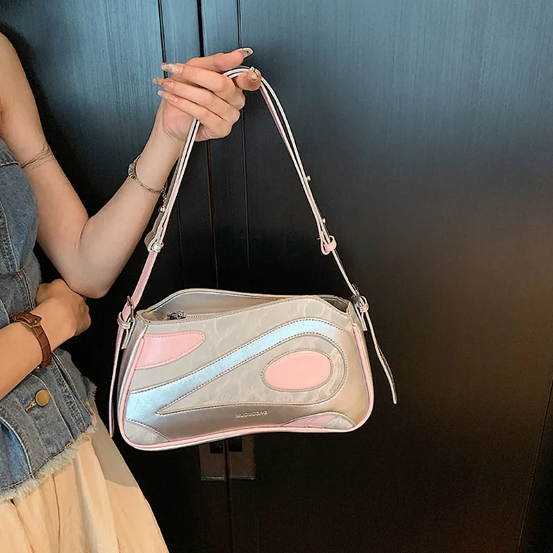 Fashion Versatile Luxury Designer Handbag Women's Simple Contrast Color Single-Shoulder Underarm Bags Commuter Storage Satchel