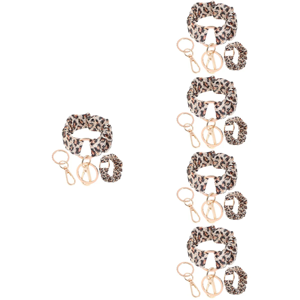 

10 Pcs Leopard Print Keychain Wristlet Hanging Keyring Women Hair Ties Decoration