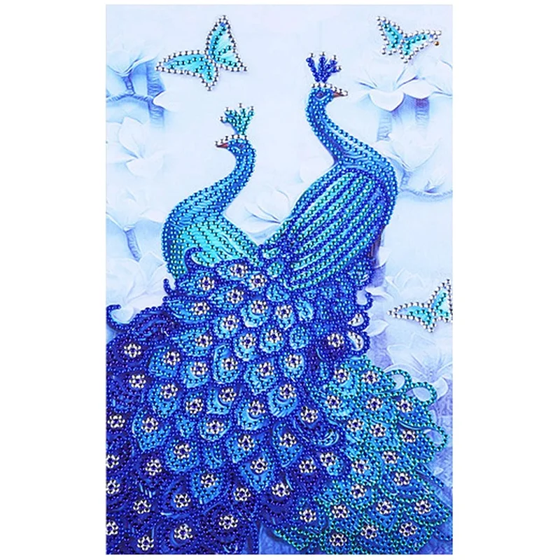 

Алмазная живопись, полный круг, набор алмазов Стразы, картина, творчество, украшение для двери дома (синий павлин)
