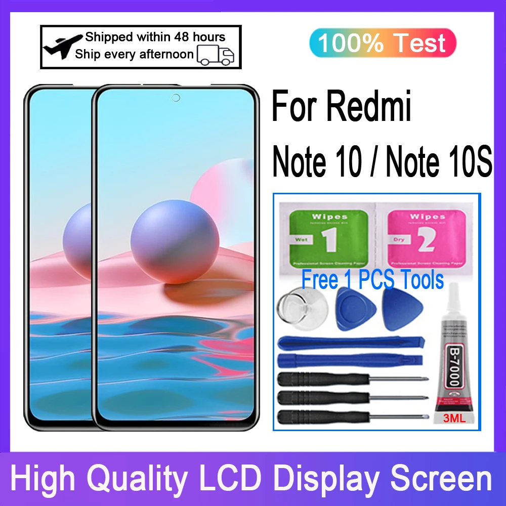 

Original AMOLED For Redmi Note 10 4G M2101K7AG LCD Display Touch Screen Digitizer For Redmi Note 10S M2101K6G Replacement