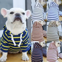 pet dog clothes french bulldog hoodies fleece stripe sweatshirt small medium large dogs jacket coat dogs clothing pet costume