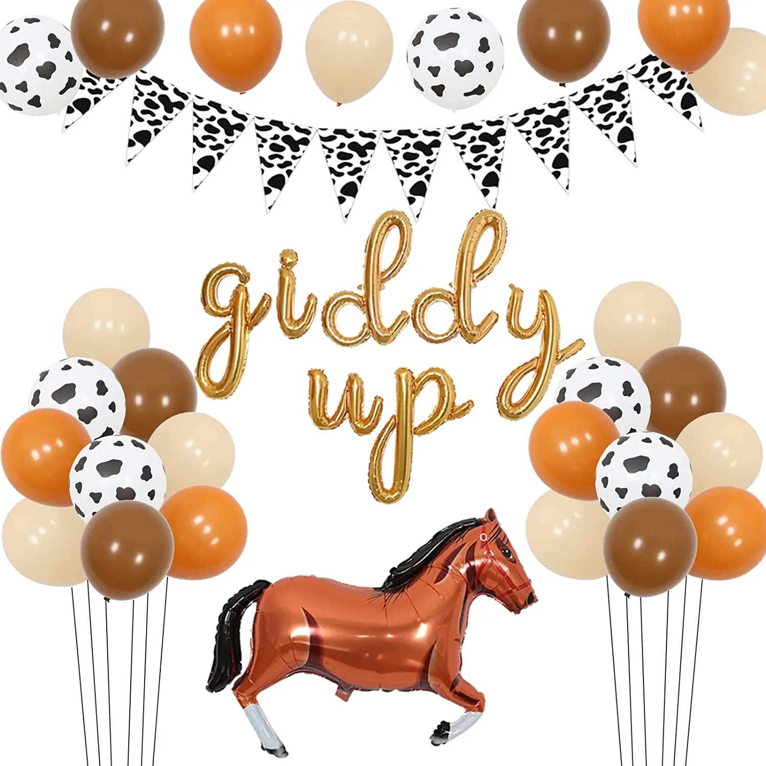 

Западный ковбойский Фотофон, украшение для девичника, ранний воздушный шар цвета хаки с оранжевой коровой, надувной лошадь, фольгированный воздушный шар