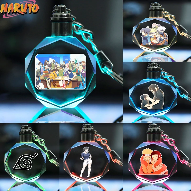 

Naruto Anime Figures Naruto Sasuke Kakashi Itachi Crystal Keychain Bag Keyring Charm Accessories Kids Toys Birthday Gifts