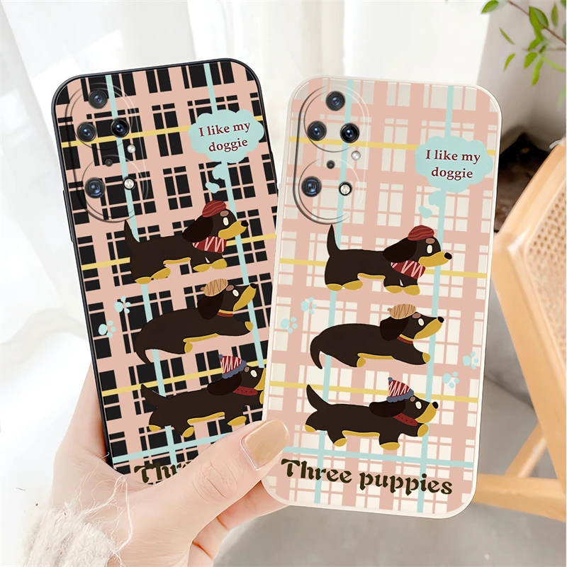 Mate 30 40 Pro 10 20 20X Case Luxury Cute Dog Pattern Cover For Huawei P30 P20 P50 P40 Lite Liquid Silicone Back