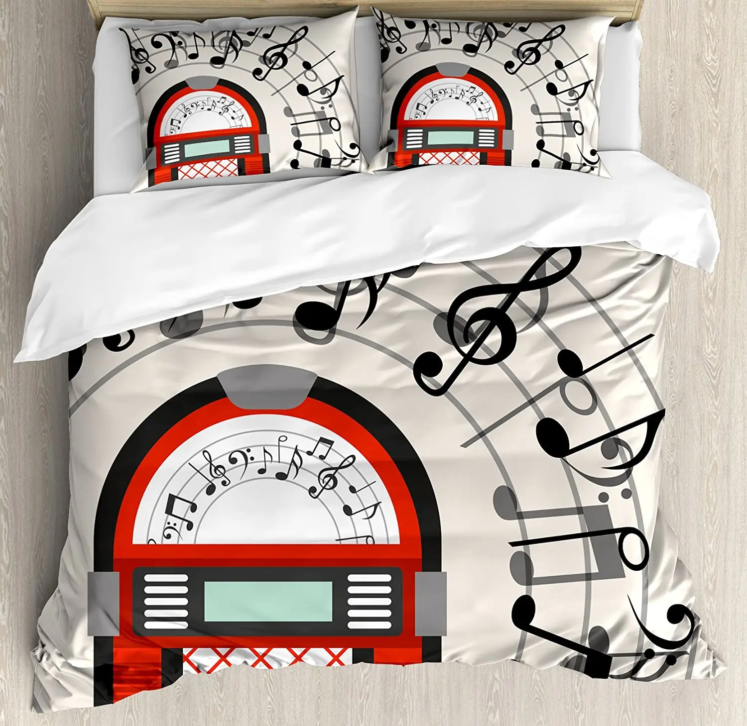 

Jukebox Bedding Set For Bedroom Bed Home Cartoon Antique Old Vintage Radio Music Box Part Duvet Cover Quilt Cover And Pillowcase