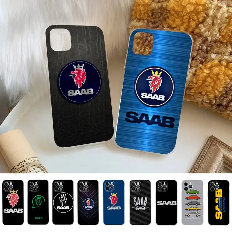 

SAAB Car logo Phone Case Silicone Soft for iphone 14 13 12 11 Pro Mini XS MAX 8 7 6 Plus X XS XR Cover