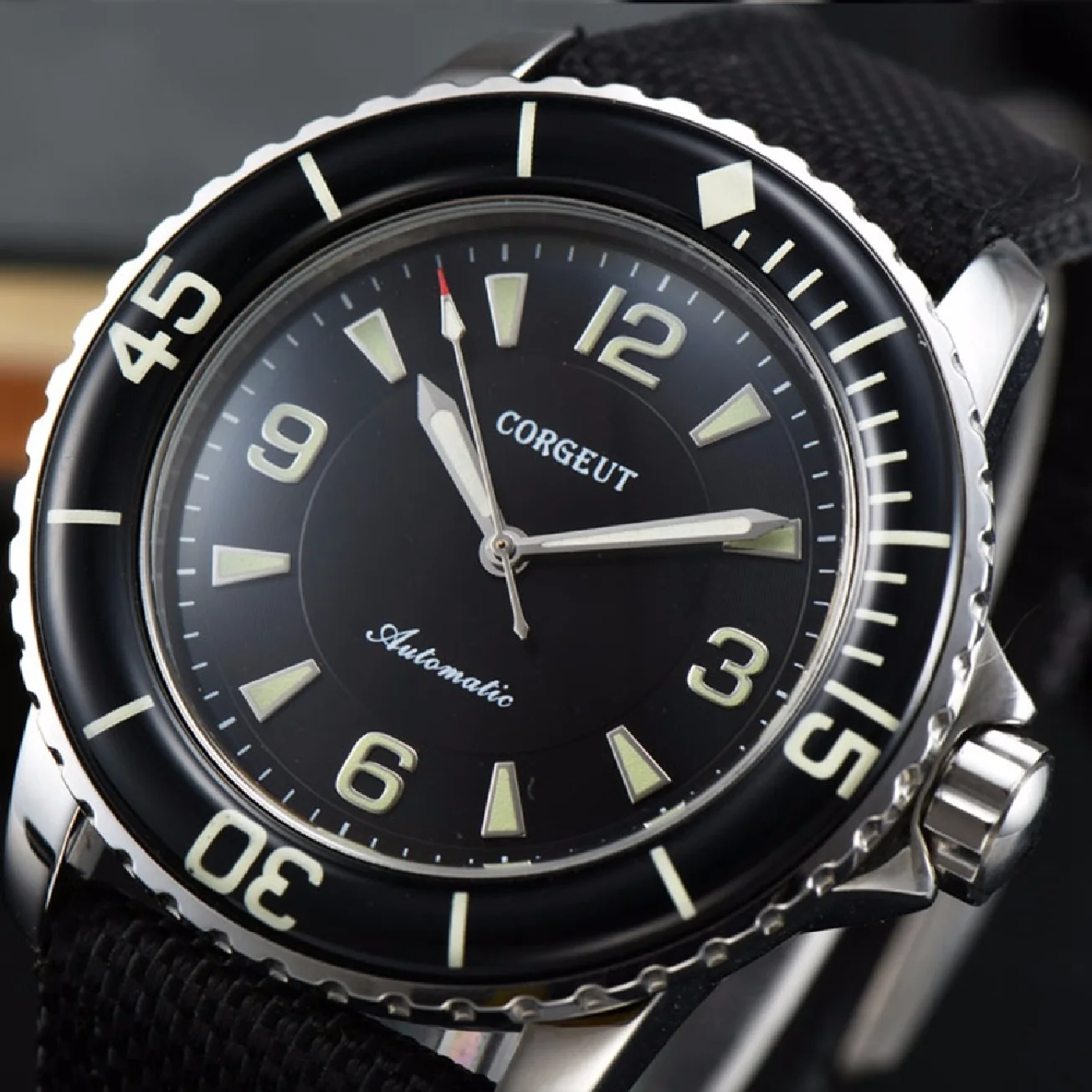 

Corgeut 45mm Watch Man Sport Design Clock Luxury Top Brand Leather Mechanical Luminous Automatic Self-Wind Vintage Mens Watches