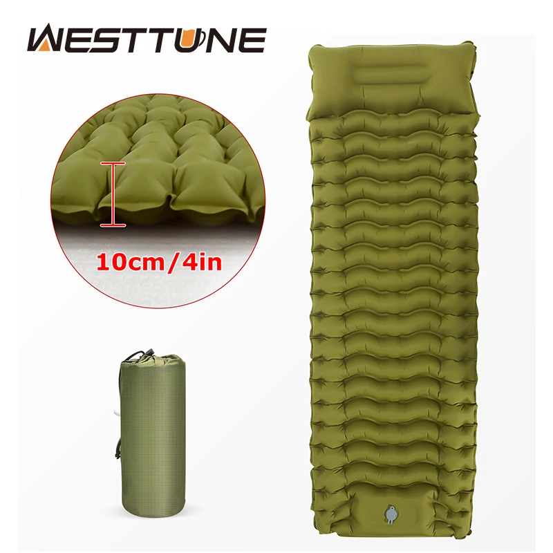 

Outdoor thickened Camping Mattress, Ultra-light Inflatable Mattress, Built-in pillow; Pump Air Cushion For Hiking Backpack