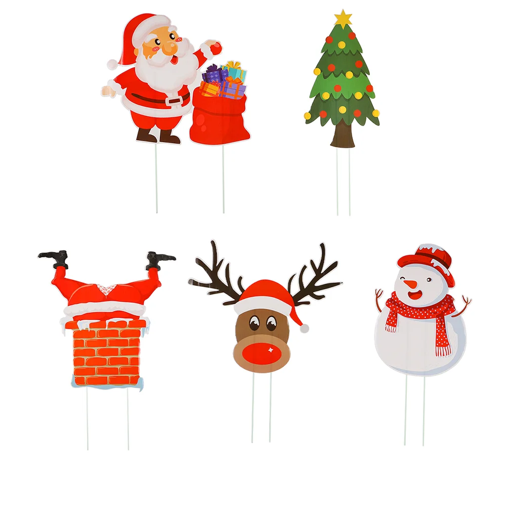

5Pcs Santa Lawn Decoration Signs for Christmas Christmas Signs Stakes Christmas Patio Sign