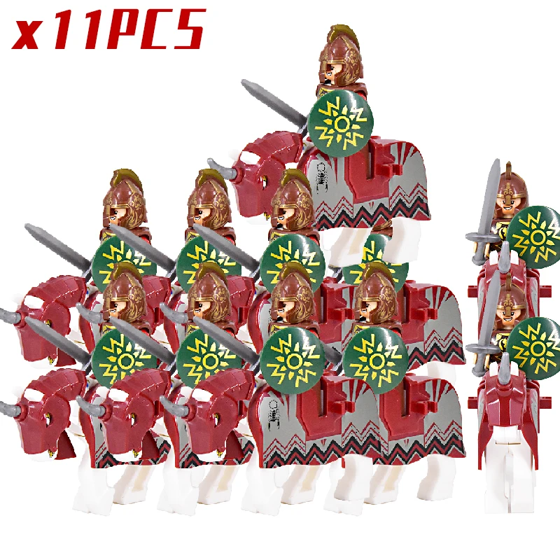 

Medieval Military Figures Building Blocks Spartan Warrior Crusader Dragon Knights Horse Weapon Roman Sword Accessories Kids Toy