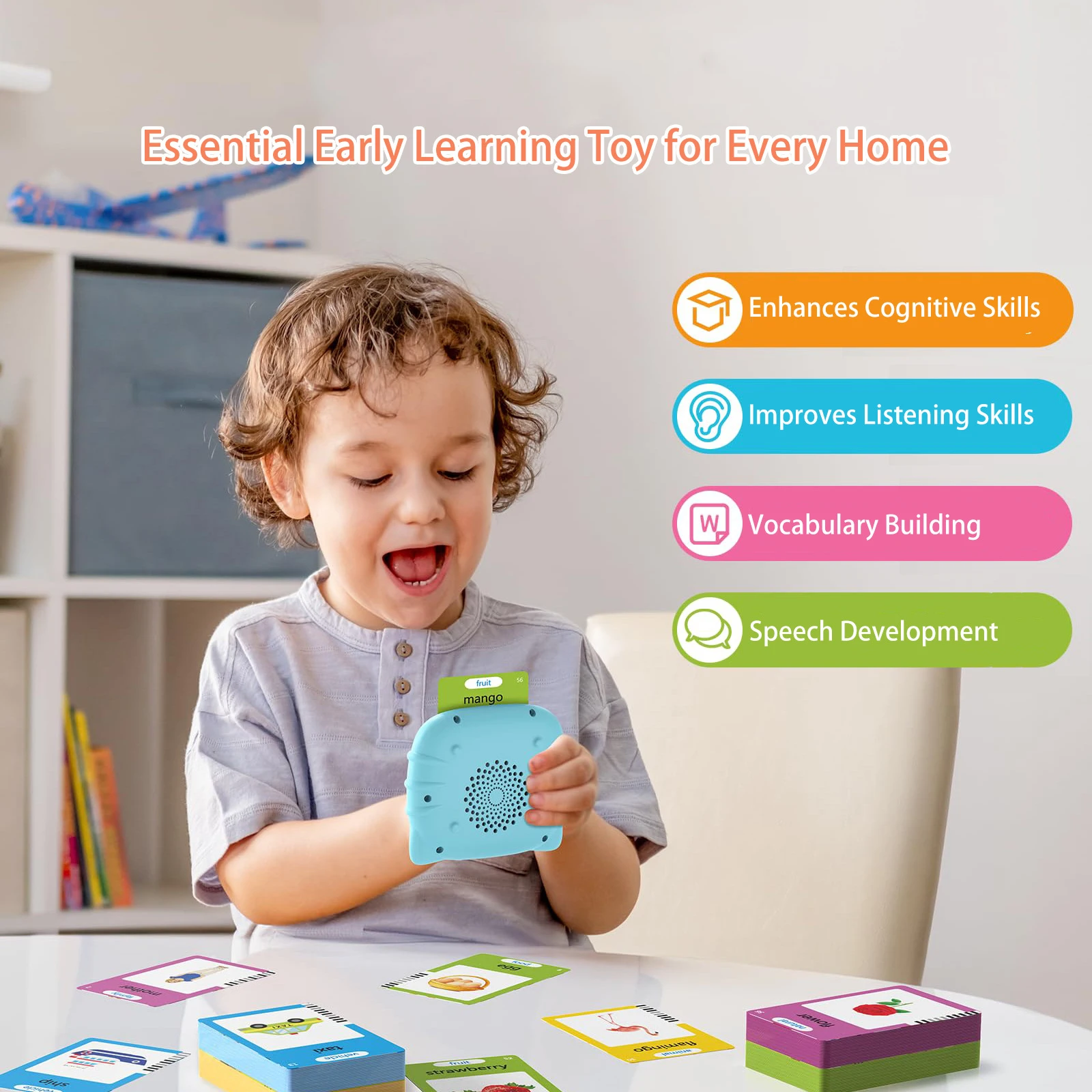 Фото Early Education Flash Card Learning Toys Talking Flashcards for Kids Preschool English Electronic Audio Book Machine Gift №3
