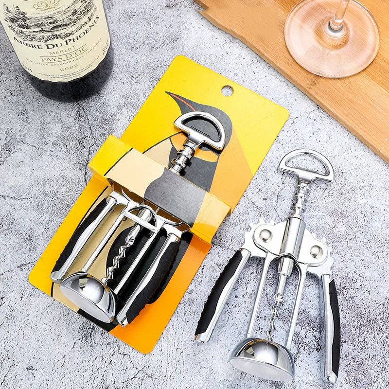 

1pc Portable Zinc Alloy Red Wine Opener Wing Type Metal Wine Corkscrew Bottle Openers Corkscrews Wine Cork Remover Kitchen Tools