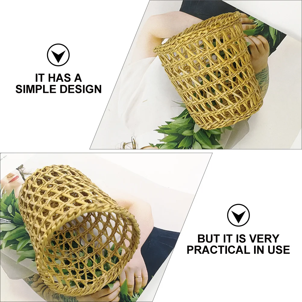 

Cup Holder Sleeve Bottle Woven Rattan Cover Water Drink Coffee Straw Basket Sleeves Makeup Handwoven Wicker Brush Insulated