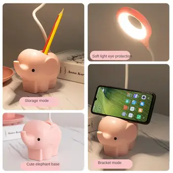 1/2PCS Cartoon Cute Creative Elephant LED Table Lamp USB Powered Light Three Color Temperature Learning Table Lamp Eye 2