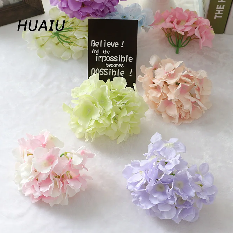 

9pcs/lot Silk Hydrangea Flower Heads Artificial flower wall For Home wedding decoration DIY Decorative Flowers for New Year