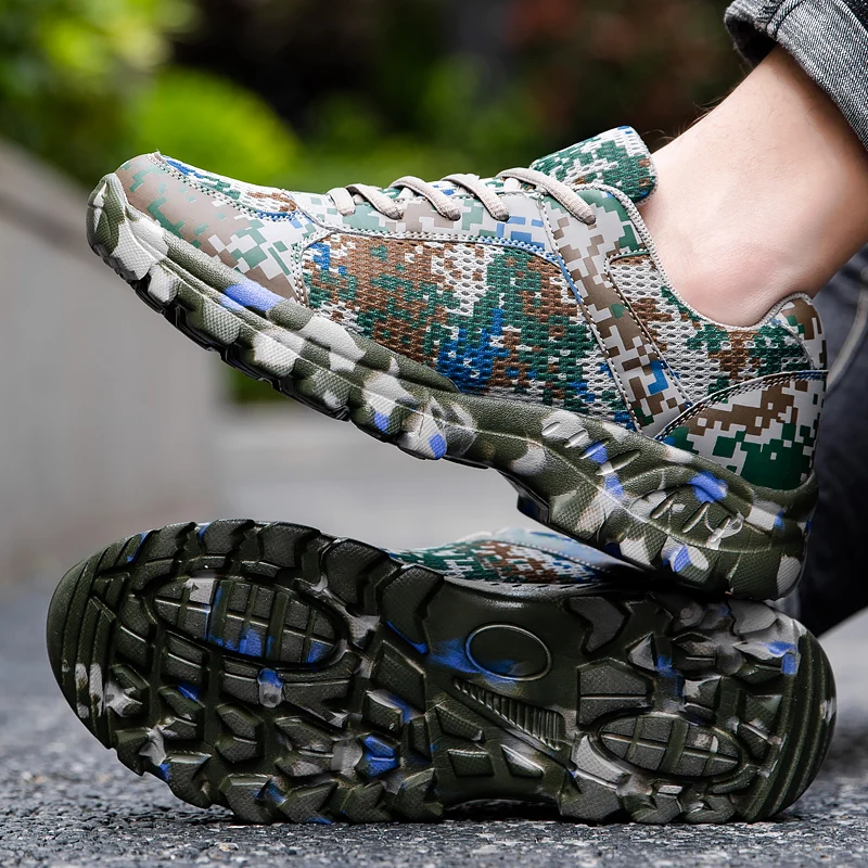 Mens Camping Sneakers Trail Running Shoes Camouflage Training Shoes Soft Rubber Platform Sports Shoes For Male Footwear