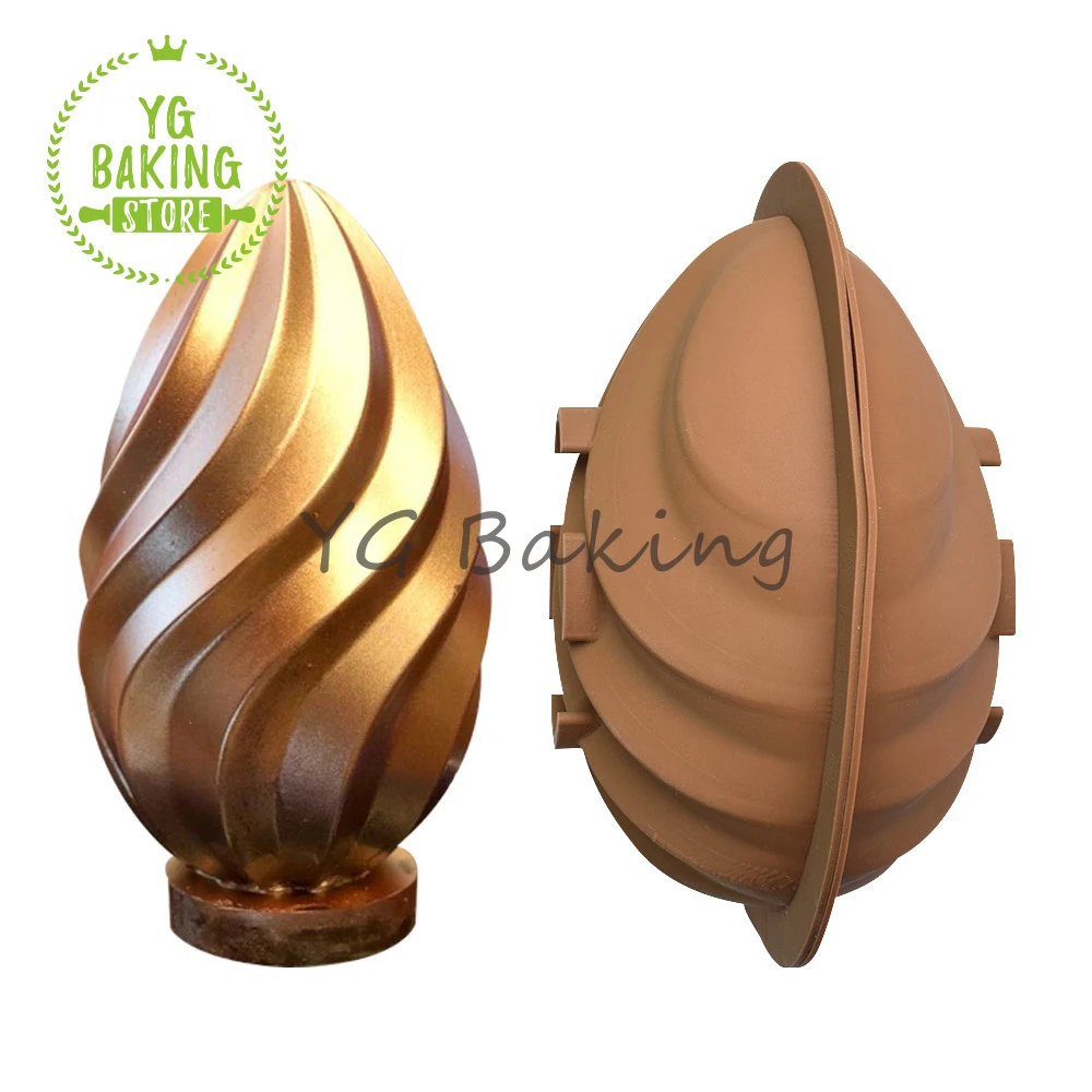 

Dorica New 2 Pcs/Set Spiral Shape Easter Eggs Chocolate Mousse Silicone Mold Diy Soap Mould Cake Decorating Tools Bakeware