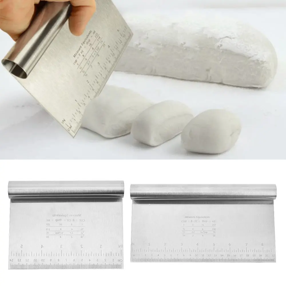

DIY Baking Tools Cooking Stainless Steel Noodle Knife Dough Scraper with Scale Cake Scraper