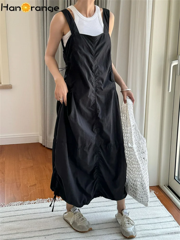 HanOrange 2024 летнее плиссированное платье-карго на шнурке удобная дышащая рабочая